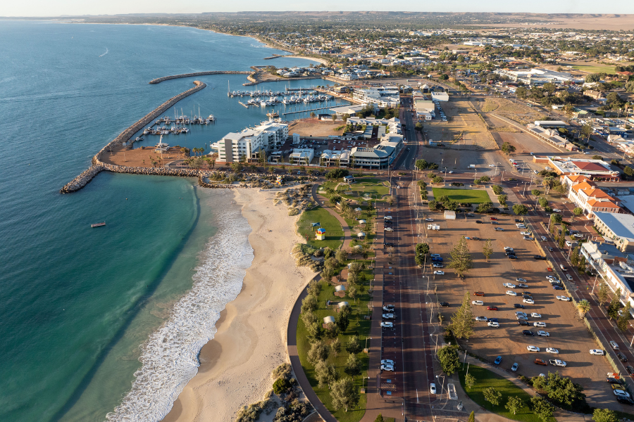 Aerial of the Batavia Coast Marina precinct in Geraldton