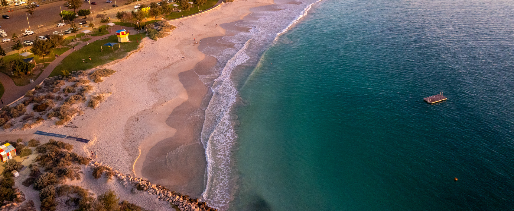 An aerial of the Geraldton coastline. 
