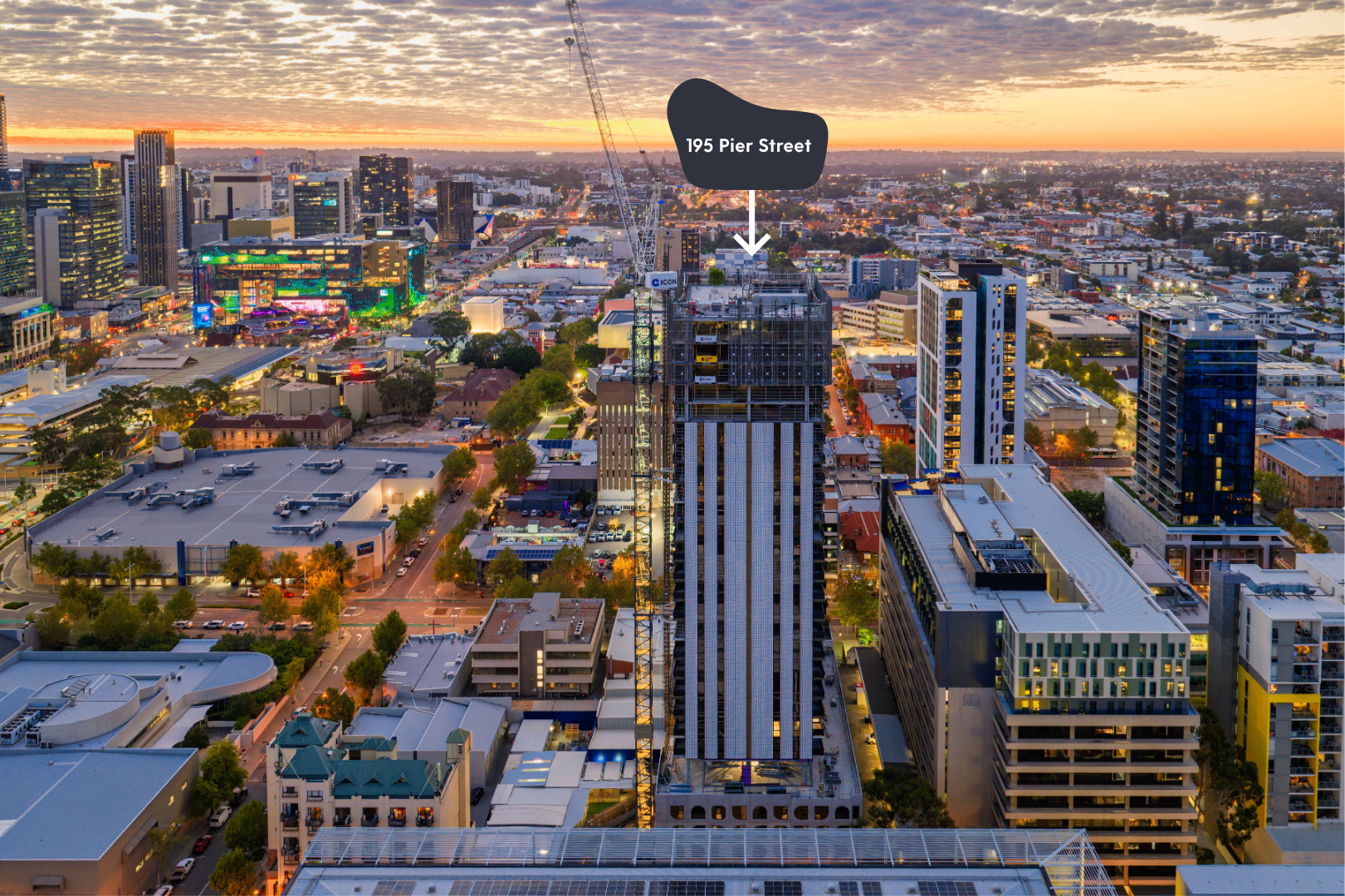 Location of 195 Pier Street in the Perth CBD