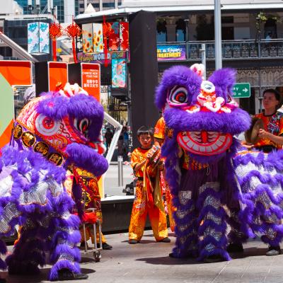 Lion dancing at Yagan Square for Lunar New Year 
