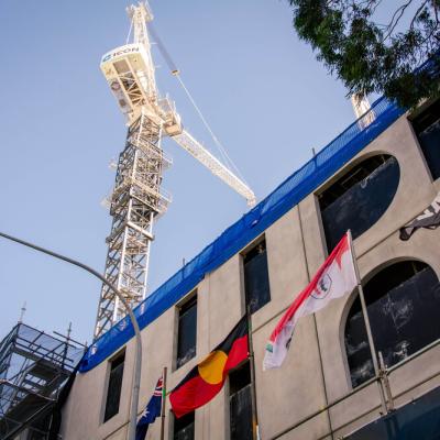 Crane at 195 Pier Street in July 2025