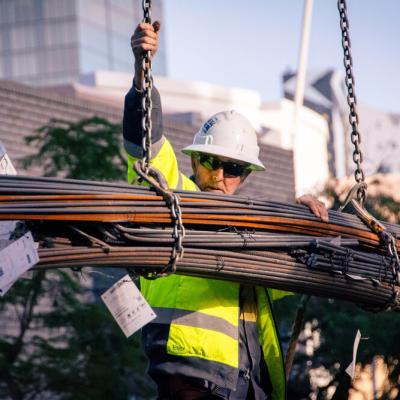 Worker at 195 Pier Street in July 2025