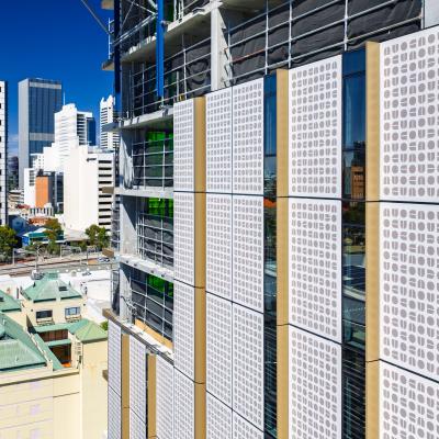 Printing typeset features on the building's panelling